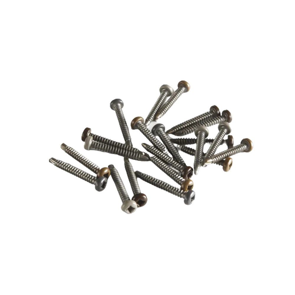 Bardage WEO - Vis 4,2x38mm, lot de 100 vis métalliques à tête plate et fendue, présentées sur fond blanc sans emballage visible.