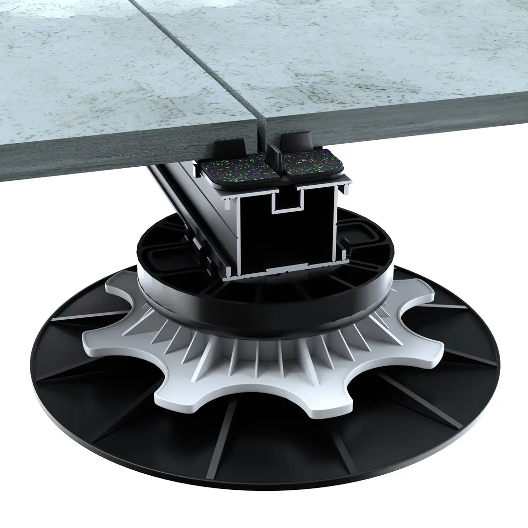 Structural accessory for paving, adjustable support system, outdoor setting